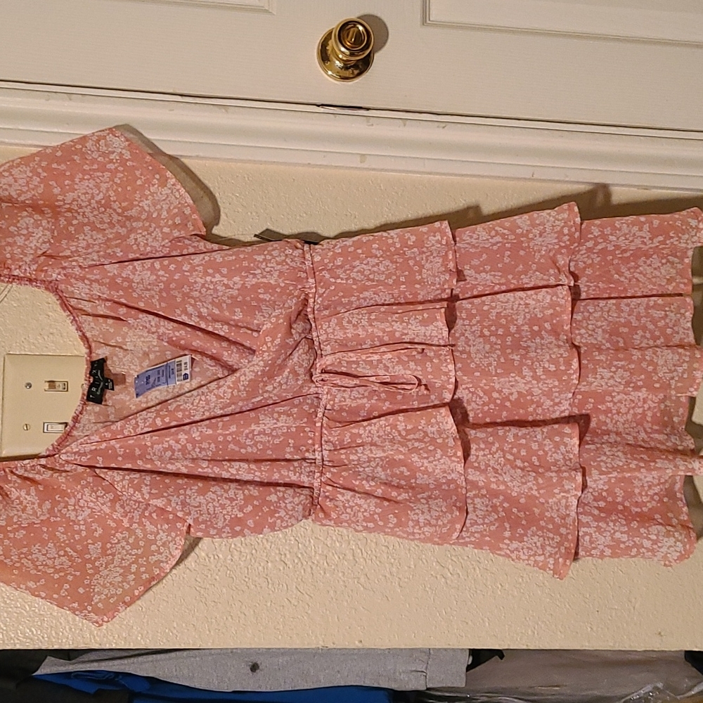 Pink & White Floral Tiered Dress